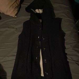 Soft lined hooded sweater vest navy blue